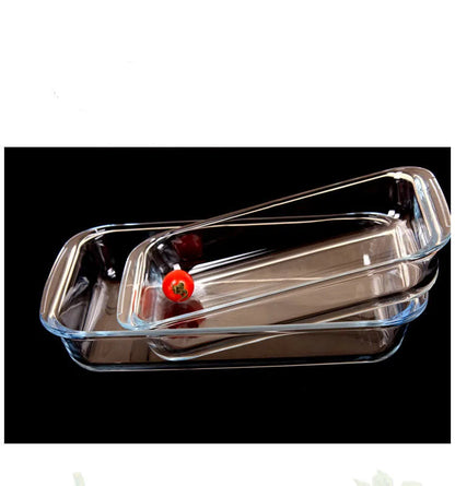 Glass Baking Pan Rectangular Heat-resistant Baking Pan Microwave Oven Special Grilled Fish Plate Baked Rice Plate Dumpling