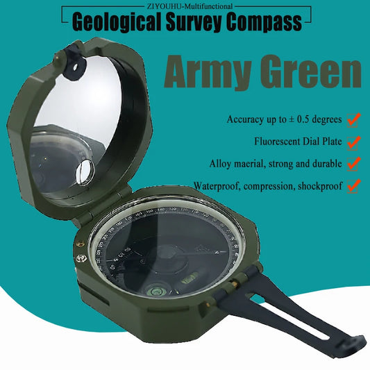 Military Multifunctional Fluorescent Geological Survey Transit Compass