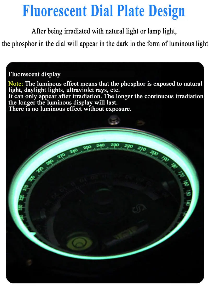 Military Multifunctional Fluorescent Geological Survey Transit Compass