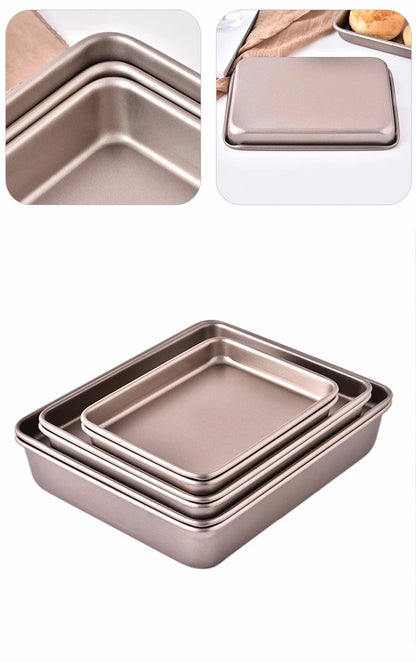 Deep Baking Pan Cookies Sheet Rectangular Jelly Roll Non Stick Carbon Steel Cake Metal Bakeware Biscuit Bread Loaf DIY Tools