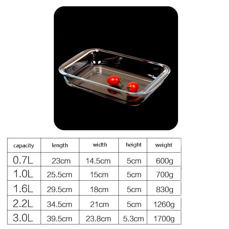 Glass Baking Pan Rectangular Heat-resistant Baking Pan Microwave Oven Special Grilled Fish Plate Baked Rice Plate Dumpling