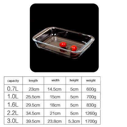 Glass Baking Pan Rectangular Heat-resistant Baking Pan Microwave Oven Special Grilled Fish Plate Baked Rice Plate Dumpling