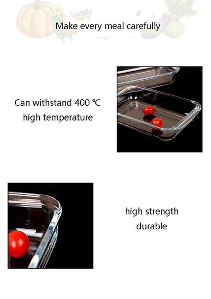 Glass Baking Pan Rectangular Heat-resistant Baking Pan Microwave Oven Special Grilled Fish Plate Baked Rice Plate Dumpling