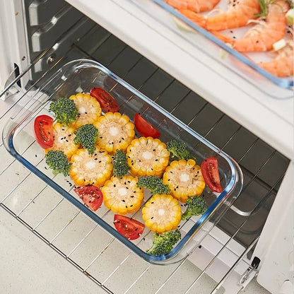 Glass Baking Pan Rectangular Heat-resistant Baking Pan Microwave Oven Special Grilled Fish Plate Baked Rice Plate Dumpling