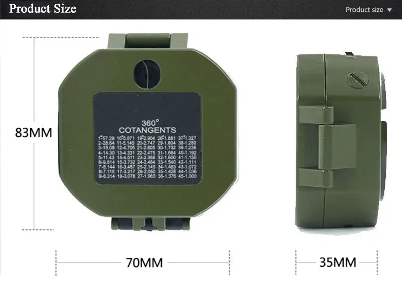 Military Multifunctional Fluorescent Geological Survey Transit Compass