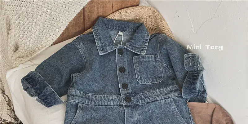 Korea Denim Long Sleeve Romper Onesie Jumpsuit