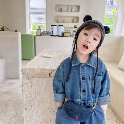 Korea Denim Long Sleeve Romper Onesie Jumpsuit