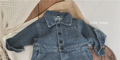 Korea Denim Long Sleeve Romper Onesie Jumpsuit