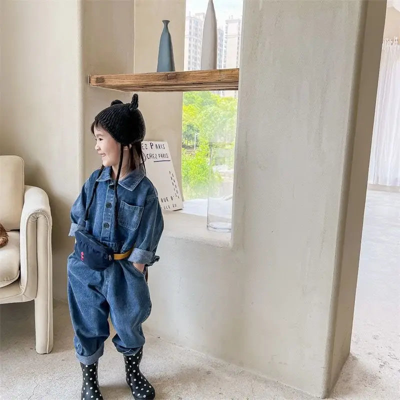 Korea Denim Long Sleeve Romper Onesie Jumpsuit