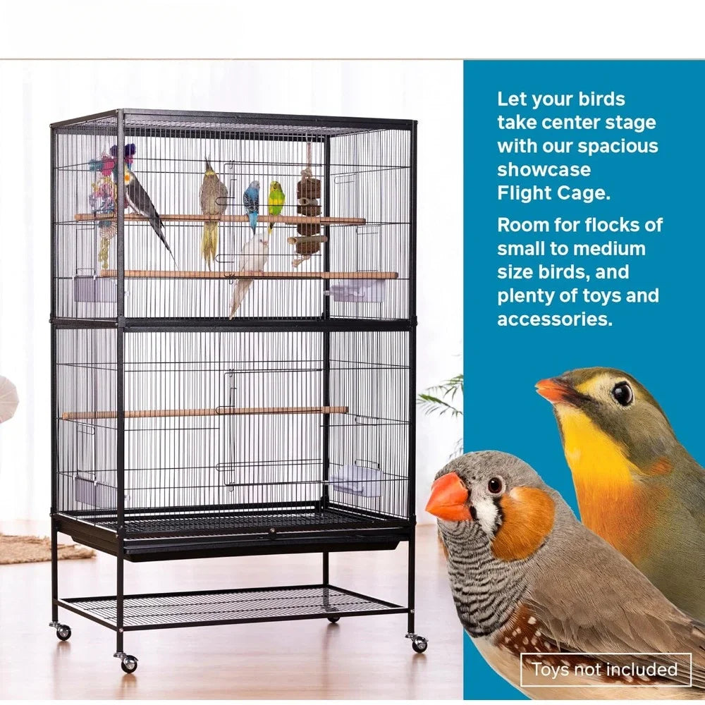 Black Wrought Iron Flight Cage With Stand