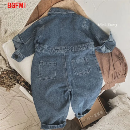 Korea Denim Long Sleeve Romper Onesie Jumpsuit