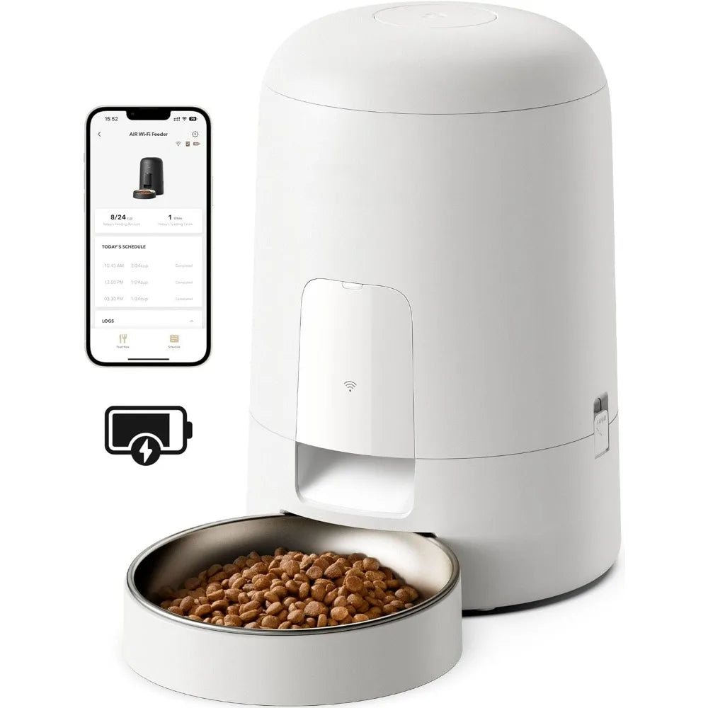 Automatic Cat Feeder, Wi-Fi Rechargeable & Battery-Operated