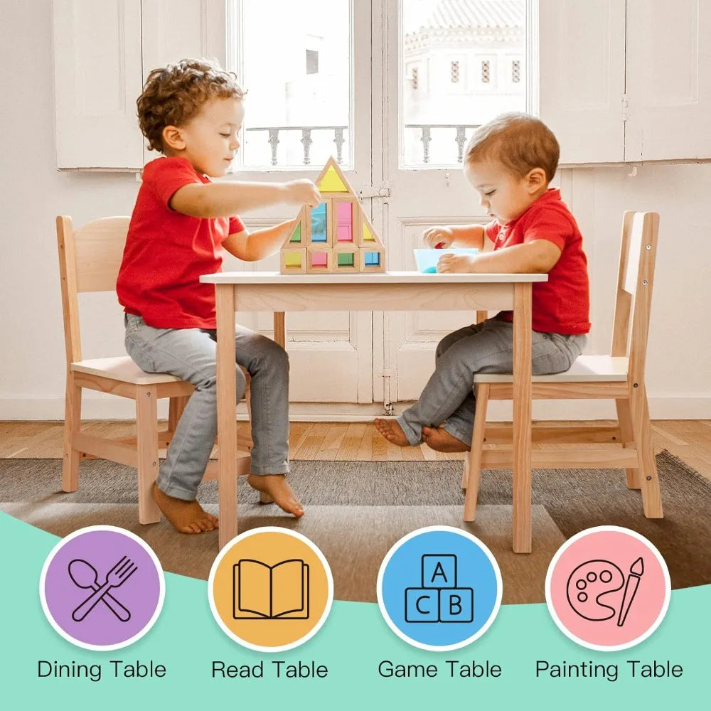 TOOKYLAND Natural wood kids table & chairs set