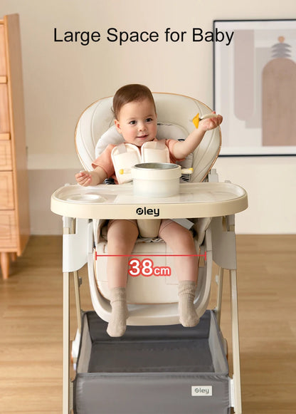 Adjustable height multifunctional foldable baby high chair