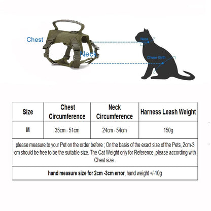 Tactical No-Pull Adjustable Service Cat Vest Harness