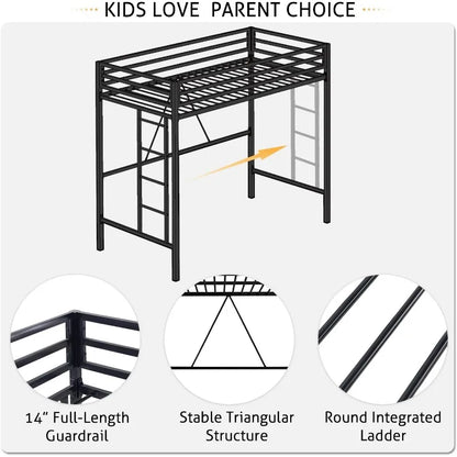 Junior Loft Bed Twin Size, Heavy Duty Frame