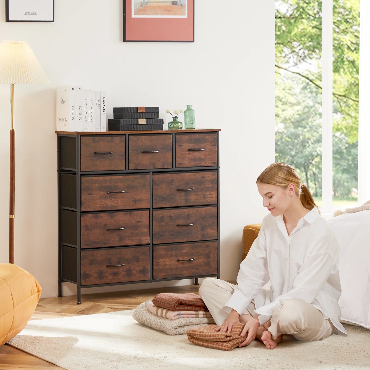 Dresser For Bedroom- 9 Fabric Storage Drawers