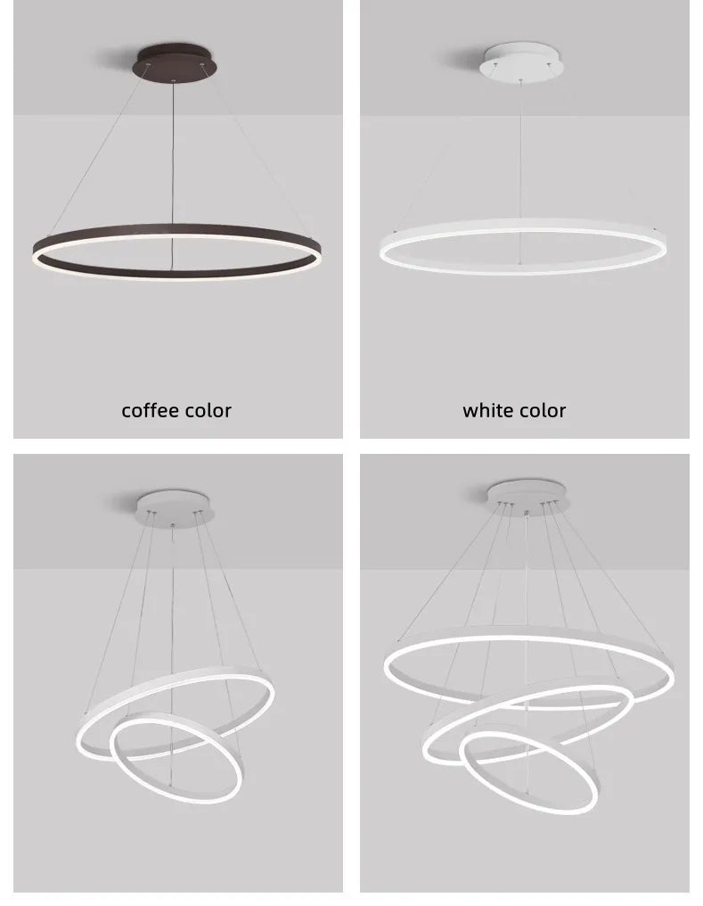 Nordic  Single Ring Led Chandelier  Dimmable Lamp Fixture