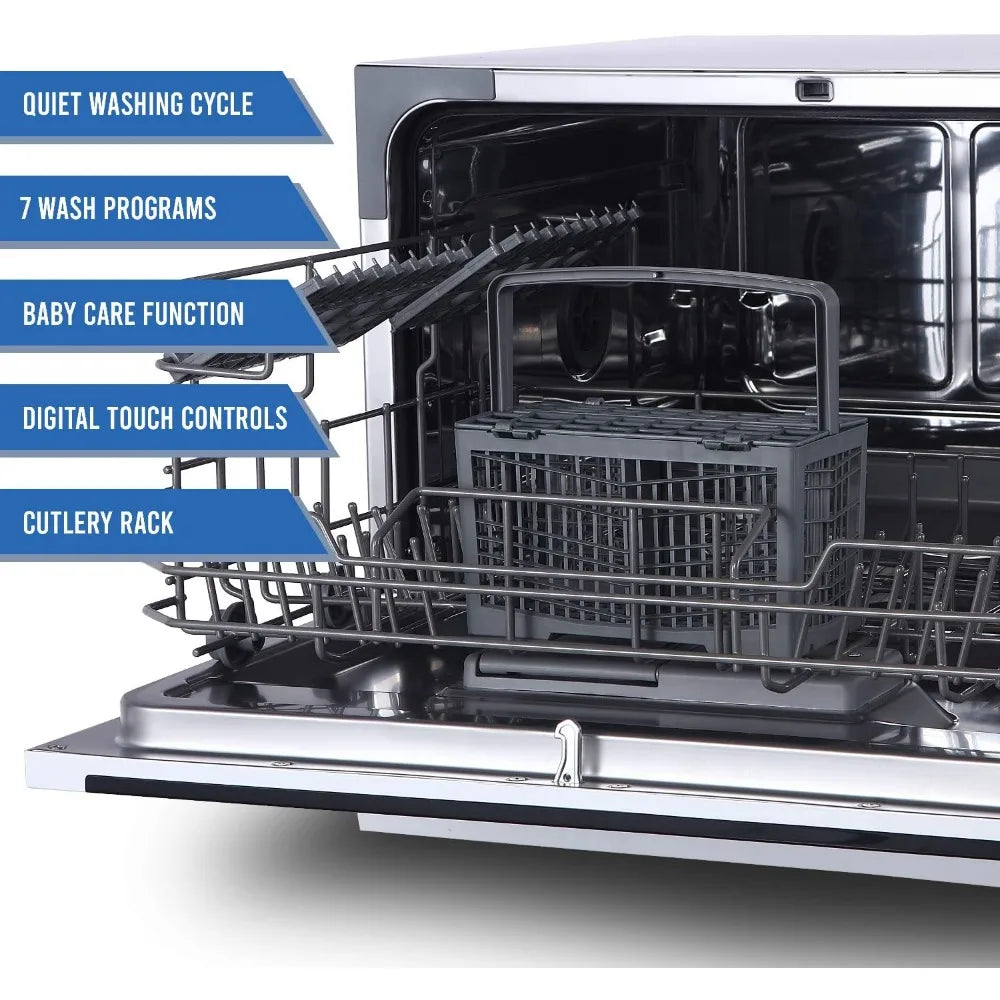 7-Program System Portable Countertop Dishwasher