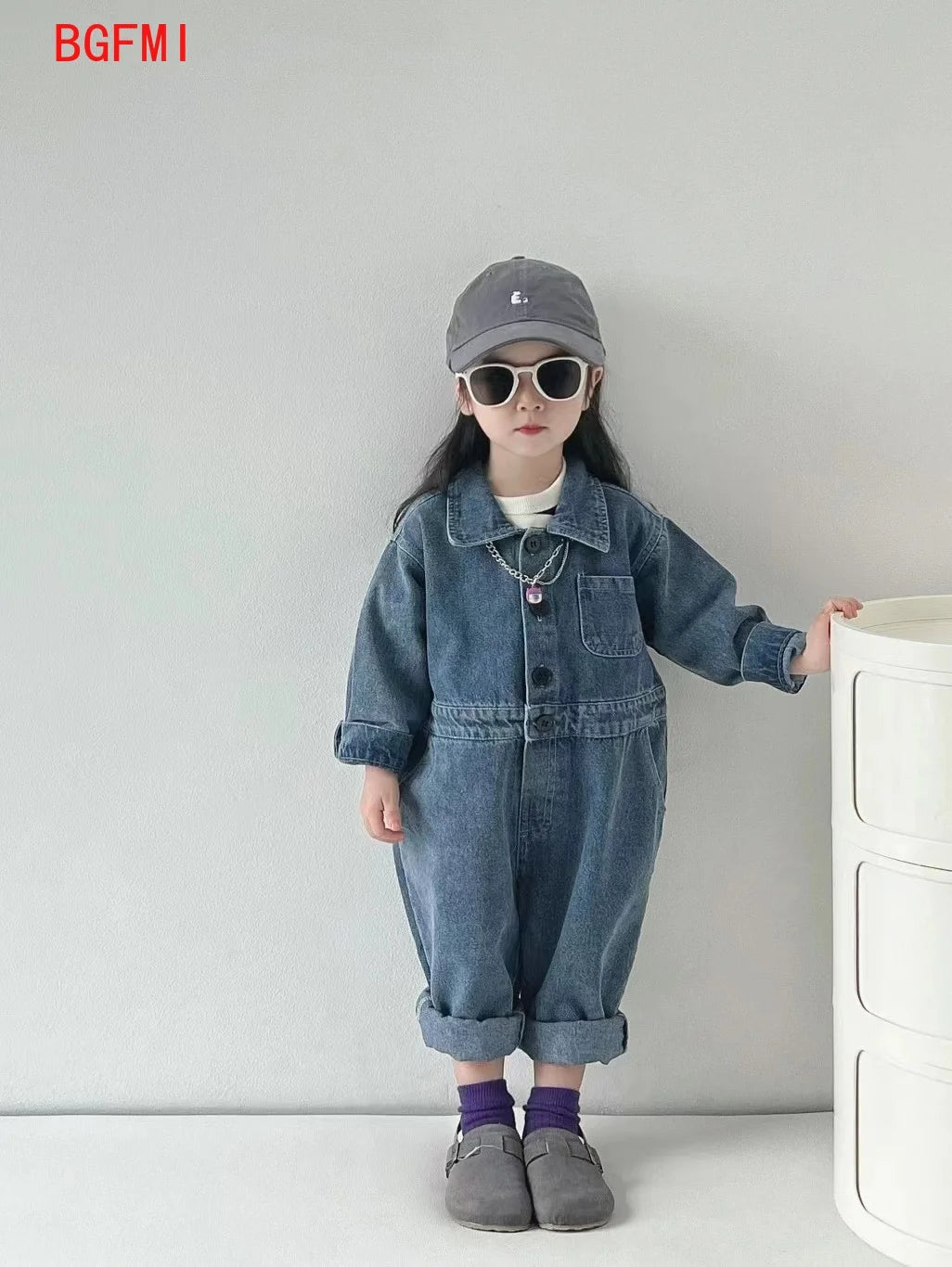 Korea Denim Long Sleeve Romper Onesie Jumpsuit