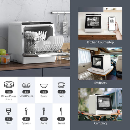 Blitzhome Intelligent Countertop Dishwasher with APP Control