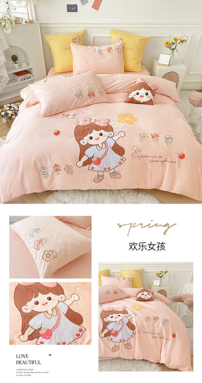 Children's  Fresh Cotton Affixed Cloth Embroidered  Set