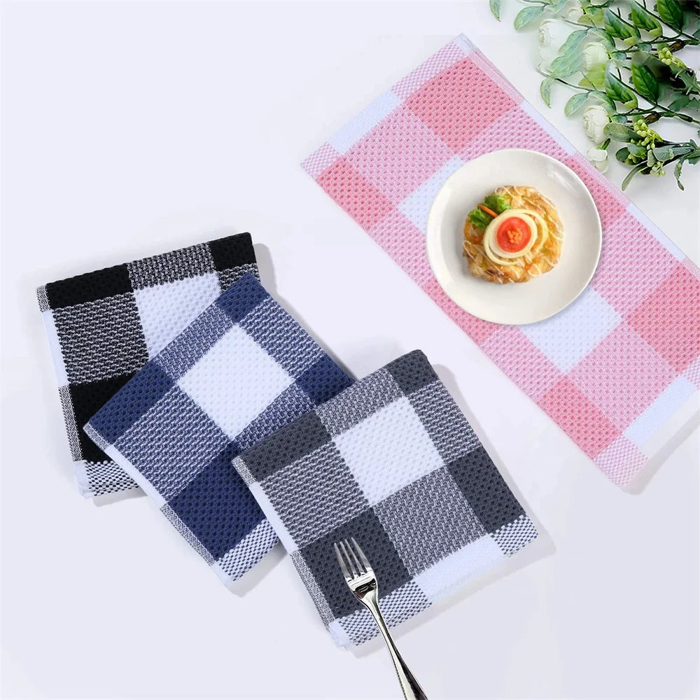 Olanly 100% Cotton Dishcloth For Kitchen Towel Home Ultra Soft Absorbent Dish Cloth Reusable Clean Tool Microfiber Kitchen Towel