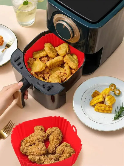 Reusable Airfryer Pan Liner Accessories Silicone Air Fryers Oven Baking Tray Pizza Chicken Airfryer Non-stick Silicone Mould