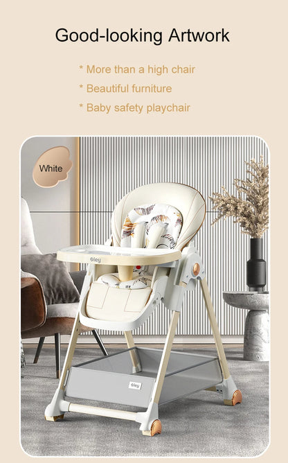 Adjustable height multifunctional foldable baby high chair