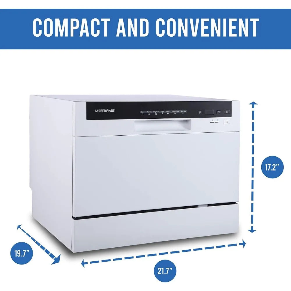 7-Program System Portable Countertop Dishwasher