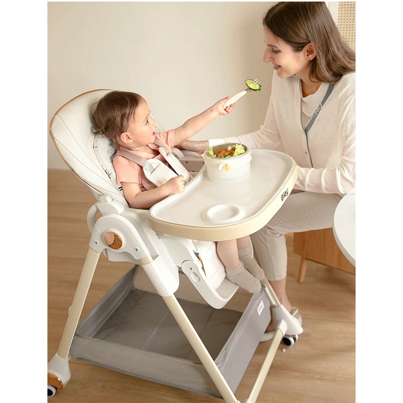 Adjustable height multifunctional foldable baby high chair