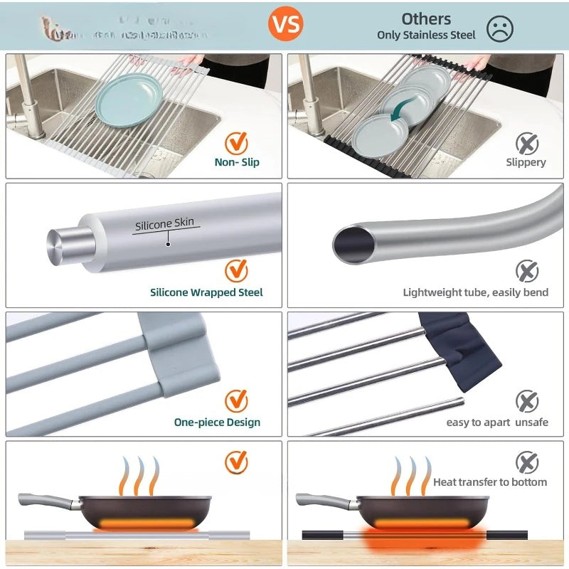 Over The Sink Roll Up Dish Drainer