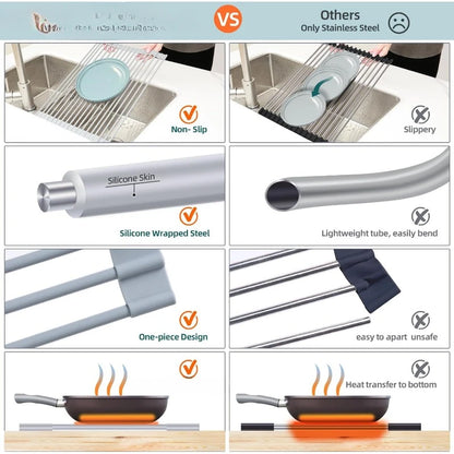 Over The Sink Roll Up Dish Drainer