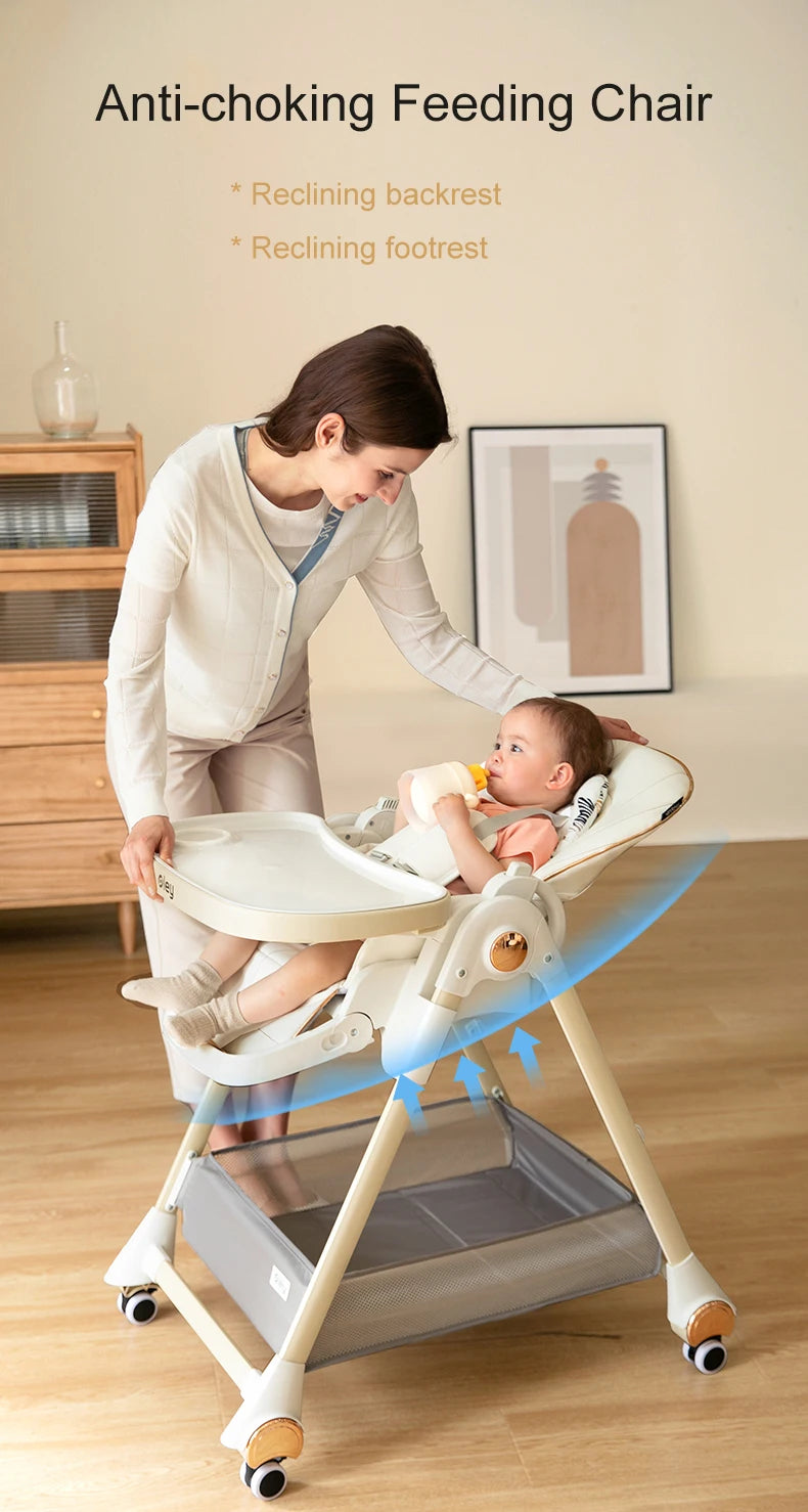 Adjustable height multifunctional foldable baby high chair