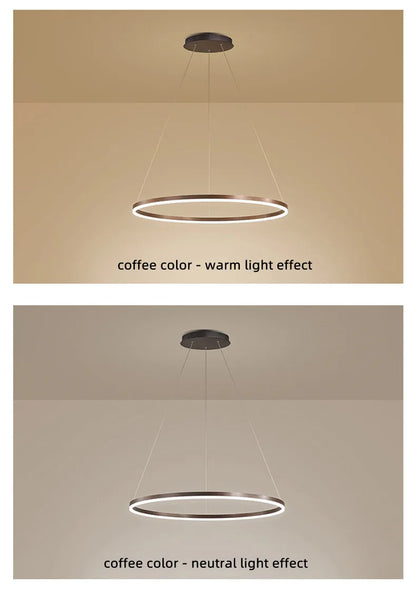 Nordic  Single Ring Led Chandelier  Dimmable Lamp Fixture