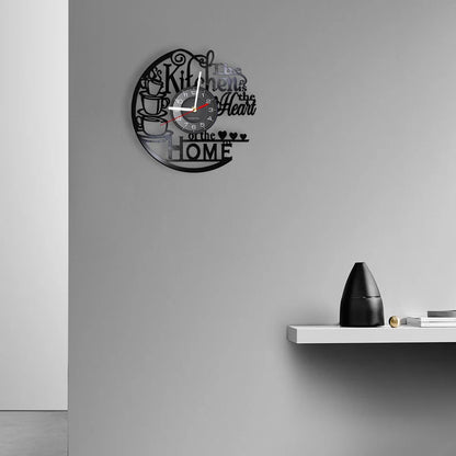 The Kitchen The Heart of The Home Inspired Vinyl Record Clock Modern Design Vinyl Wall Watch Kitchen Decor Noiseless Timepieces