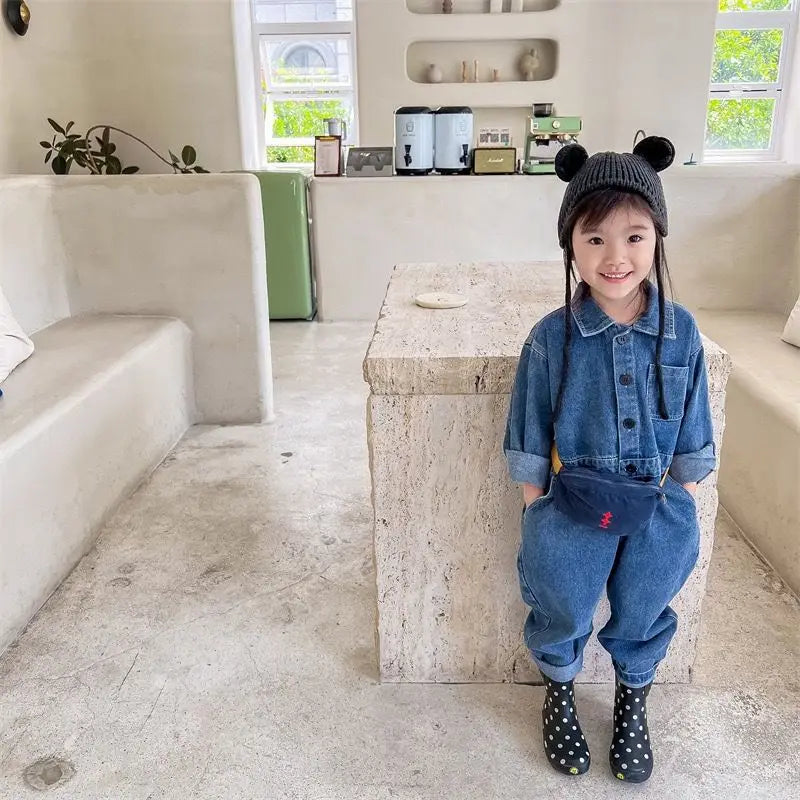 Korea Denim Long Sleeve Romper Onesie Jumpsuit