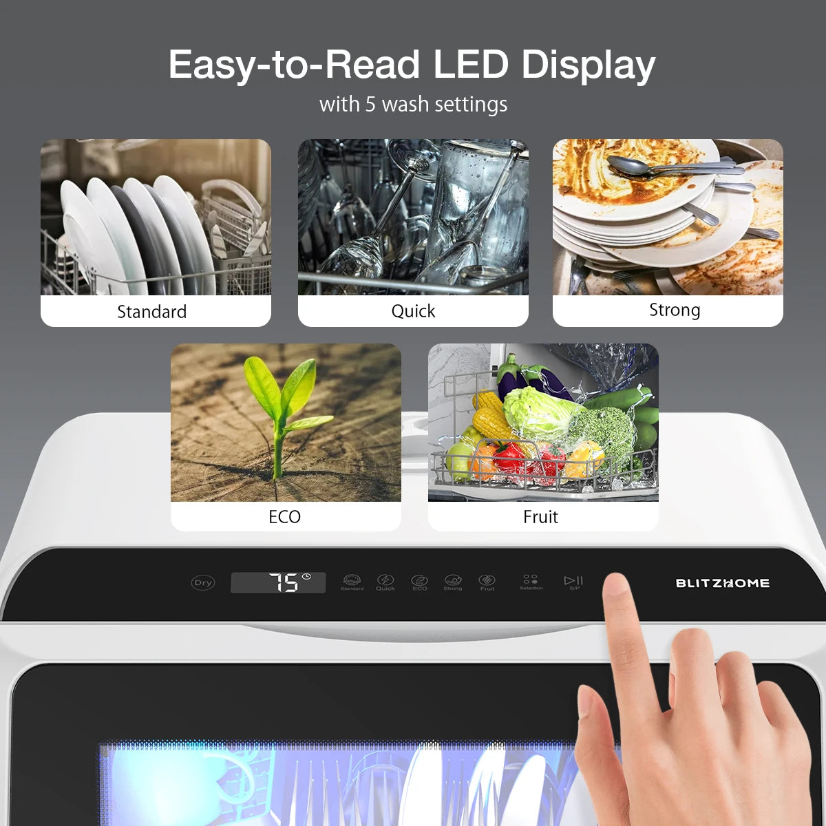 Blitzhome Intelligent Countertop Dishwasher with APP Control