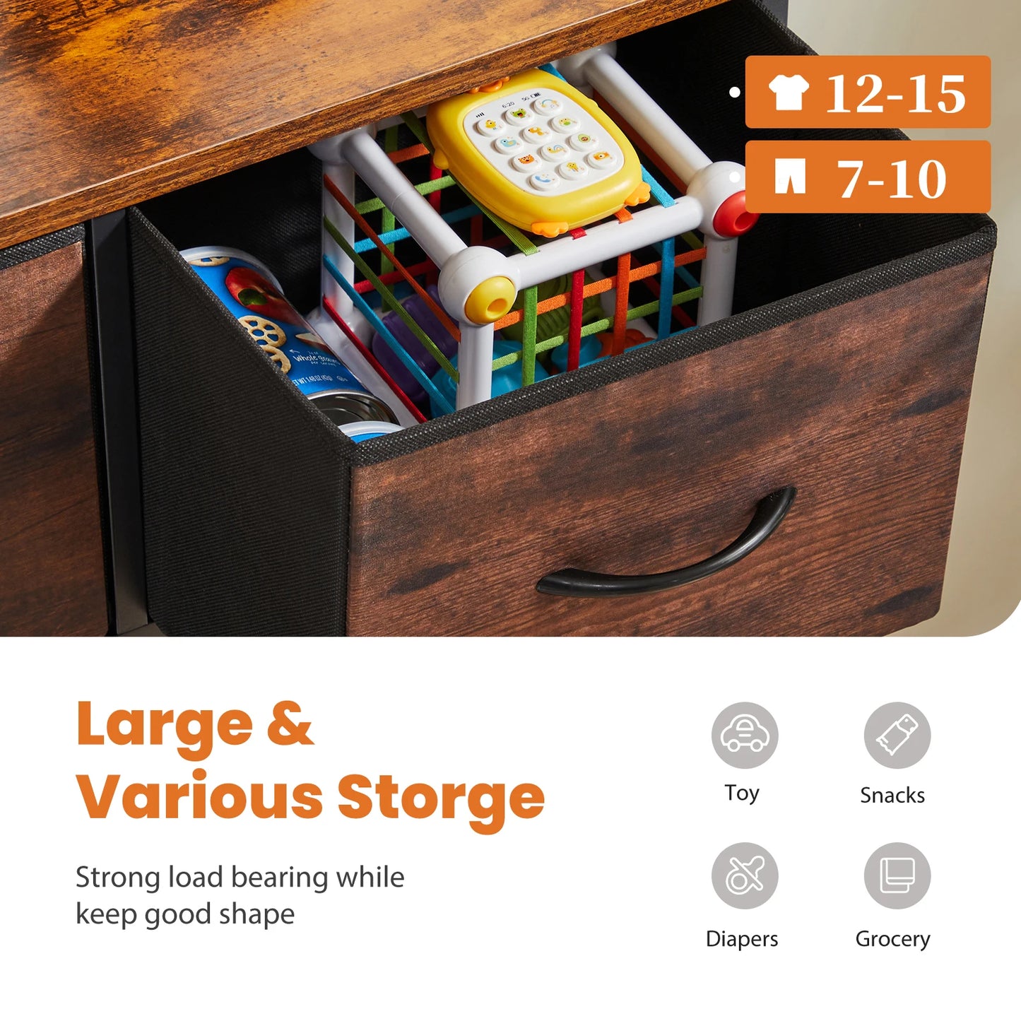 Dresser For Bedroom- 9 Fabric Storage Drawers