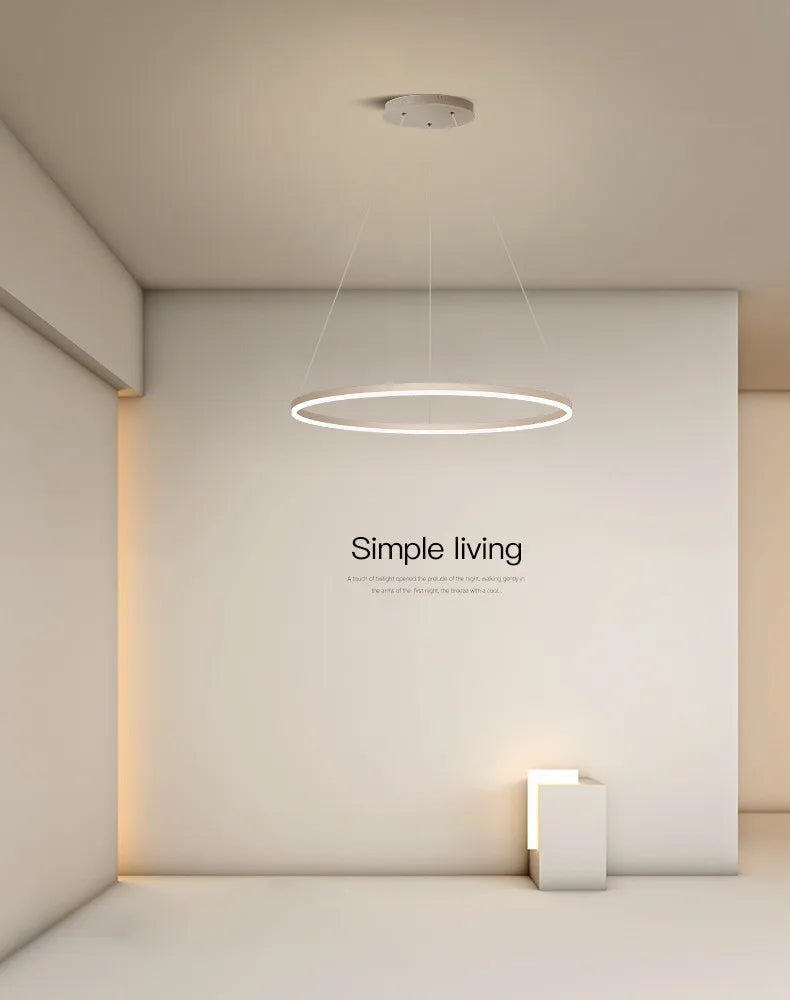 Nordic  Single Ring Led Chandelier  Dimmable Lamp Fixture