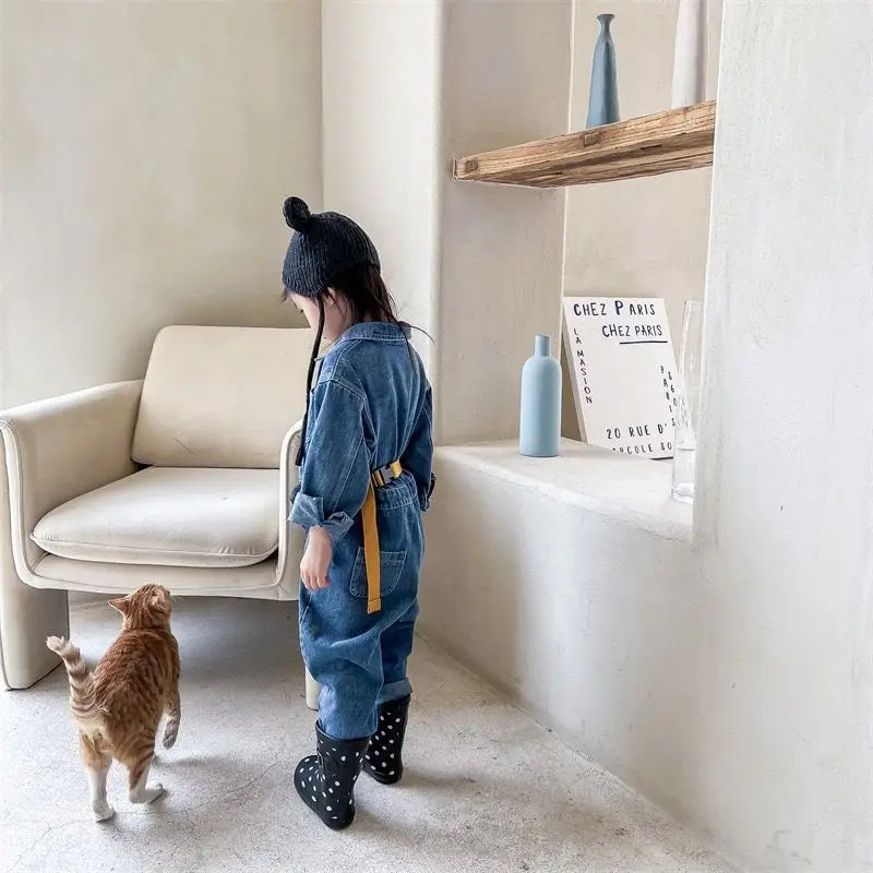 Korea Denim Long Sleeve Romper Onesie Jumpsuit