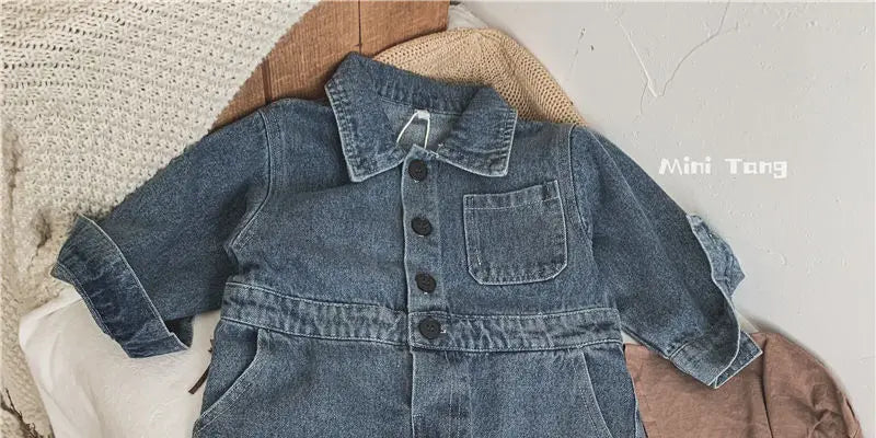 Korea Denim Long Sleeve Romper Onesie Jumpsuit