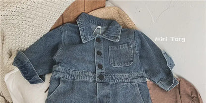 Korea Denim Long Sleeve Romper Onesie Jumpsuit