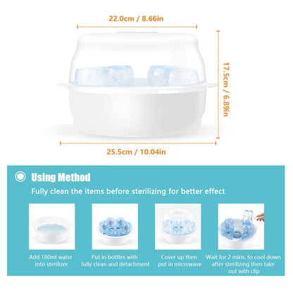 Microwave Steam Sterilizer, fits 6 Baby Bottles