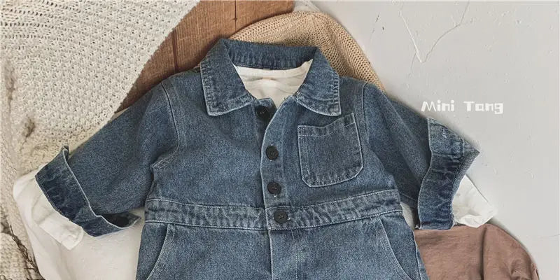 Korea Denim Long Sleeve Romper Onesie Jumpsuit