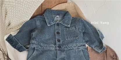 Korea Denim Long Sleeve Romper Onesie Jumpsuit