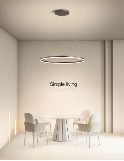 Nordic  Single Ring Led Chandelier  Dimmable Lamp Fixture