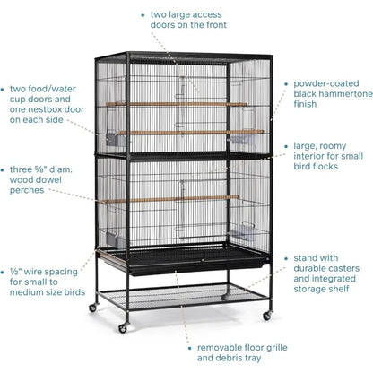 Black Wrought Iron Flight Cage With Stand