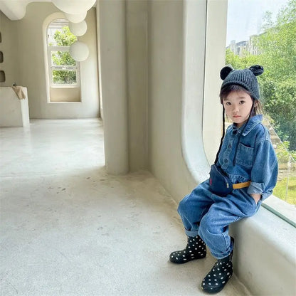 Korea Denim Long Sleeve Romper Onesie Jumpsuit