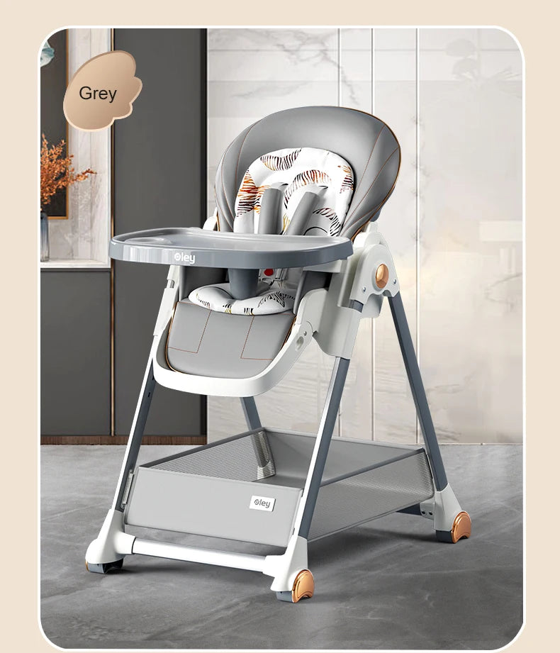 Adjustable height multifunctional foldable baby high chair